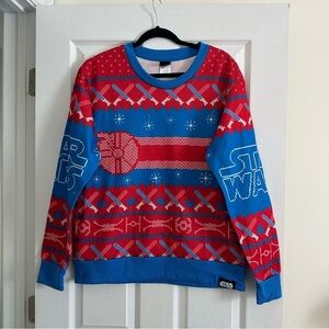 Size M Star Wars Men’s Ugly Christmas Sweater Red‎ Blue Crewneck